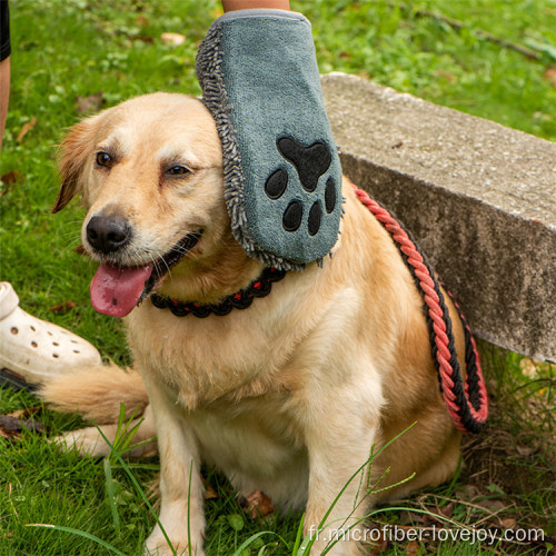 Serviette de bain pour chien en chenille en microfibre à séchage rapide